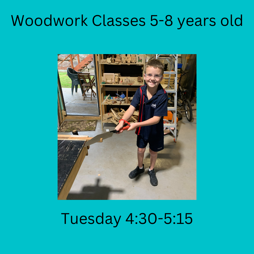 Term 4 Woodwork & Craft Classes 5-8 year olds Tuesday 4:30 - 5:15